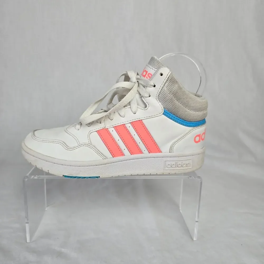 Adidas Hoops 3.0 Mid Top Sneakers Youth Size 3 White Peach SHW 675001